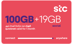 QuickNet (KSA) - 100GB -1 Months +19GB Social Media